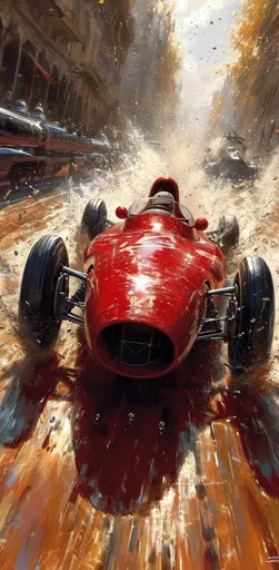 красный гоночный автомобиль, в стиле sam spratt, истори...