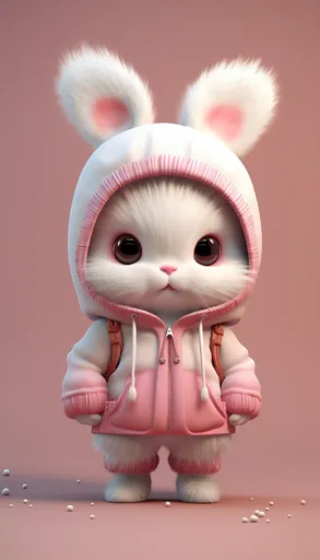 милый, чиби, кролик, 3d