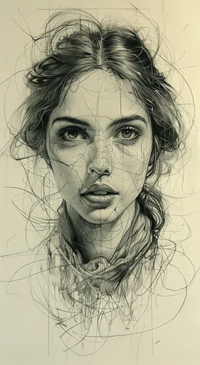 рисунок пером, портрет женщины, изящные чернильные...