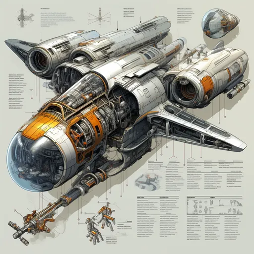 эскизы-чертёж футуристического sci-fi огромного косми...