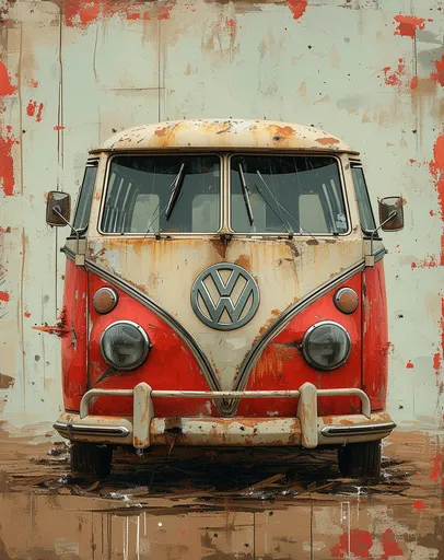 автобус vw, искусство на холсте, абстрактная печать, в ...