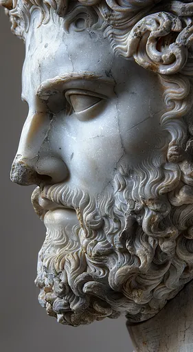 греческая скульптура, голова Hadrian, крупный план,...