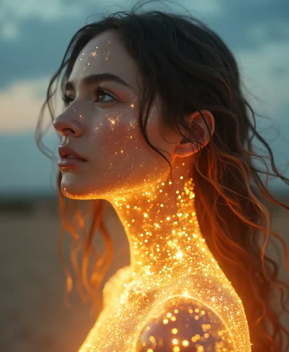 Фотореалистичное 4K изображение женщины с прозрач...