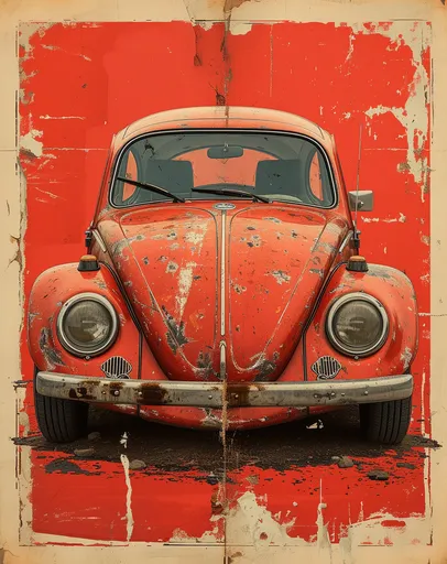 винтажный постер vw beetle, в стиле деревенской простоты…