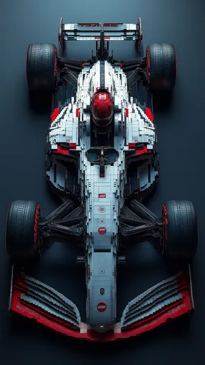 фотография, вид сверху, искусство из lego, болид F1, ...
